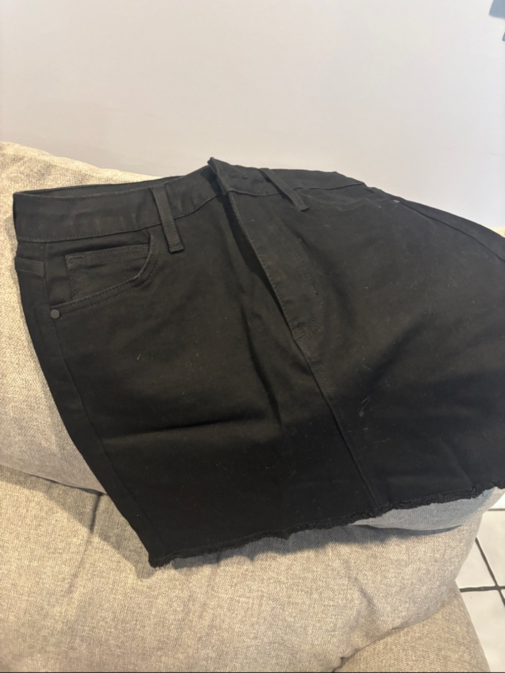 Just Black Black Mini Skirt with Raw Hem